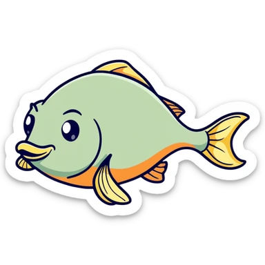 goofy fish with dopey expression and misaligned eyes, looking directly to the right sticker