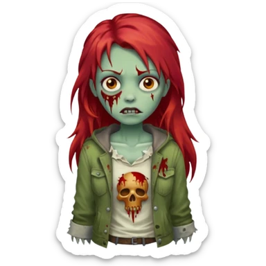 Zombie girl franja ruiva cabelo comprido  sticker