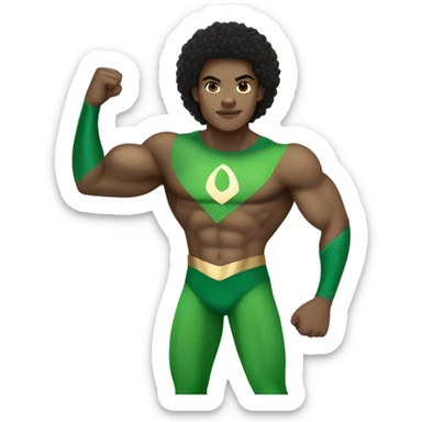 1  full body Afro Light-skinned male  teenager shirtless in a green superhero costume of Prince Namor swimming. sticker