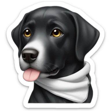 Black Labrador dog with white strip on his neck with slepping clothes sticker