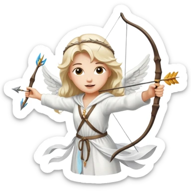 Romance - feeling of excitement associated with love - angel with arrow sticker