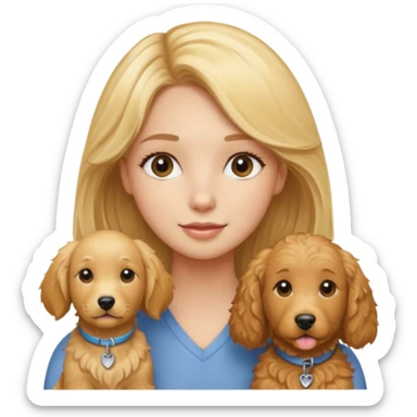 Blond girl with golden retriever and golden doodle  sticker
