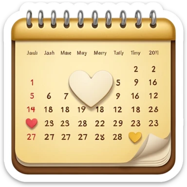 cute kalender , really light yellow/gold/brown themed with maybe a little heart on it. its paper in it and rings at the top of it where the paper is on. it needs to look like its drawed of smt and the rings at the top instead.  sticker