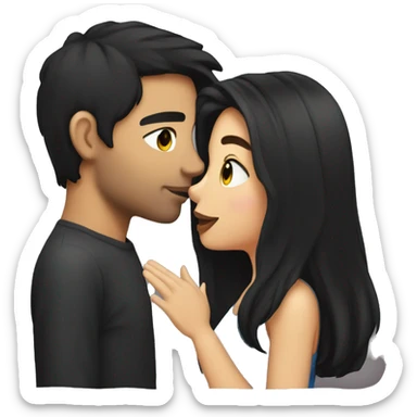 girl with Black hair  and brunette guy kissing sticker