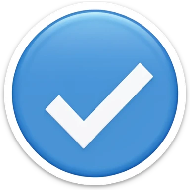 Make me an emoji that theirs a blue circle and inside of the circle is blue bot they should be a white tick inside the circle  sticker