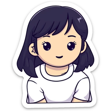 Jennie from BLACKPINK K-pop idol with black hair sticker