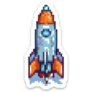 retro rocket ship sticker