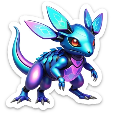  exotic tropical iridescent cyber-Protogen-Fakémon-Pokémon-Vernid-creature sticker
