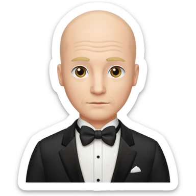 Bald guy with mullet in tuxedo sticker