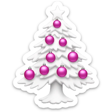 White Christmas tree with pink ornaments sticker