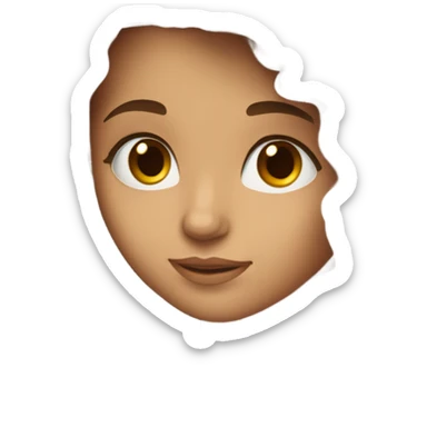 Beautiful girl,Brown hair,wavy hair，long hair,Brown eyes,White, typing on laptop  sticker