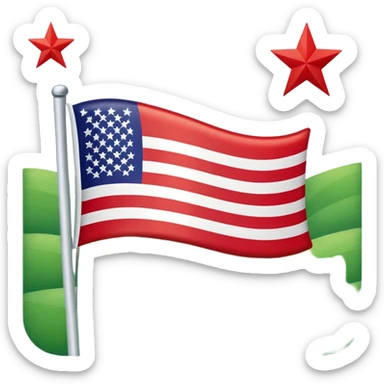 Lienzo Verde (Izquierda): En el extremo izquierdo (pegado al asta) hay un campo de color verde. ​Las Franjas (Derecha): El resto de la bandera se divide en tres franjas horizontales de igual tamaño: roja la superior, blanca la de en medio y roja la inferior. Y cinco estrellas blancas sticker