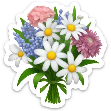 Boquet with Daisys Asters, snowdrop, lily of the valley, carnation  sticker