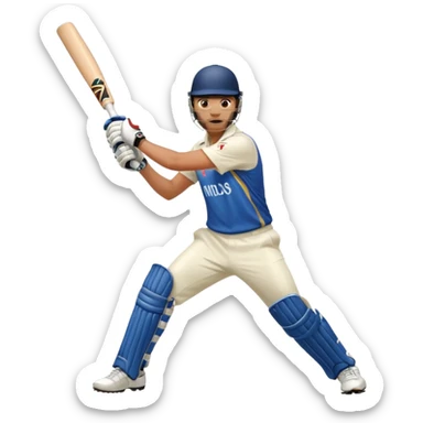 Right handed cricketer playing a cover drive shot with a cricket bat sticker
