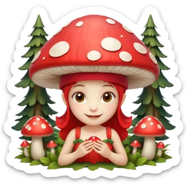 mushroom fairy portrait, head and shoulders only, wearing a large mushroom cap hat, tiny glowing wings visible behind shoulders, cute magical smile, forest fantasy vibe, 3D cartoon, mobile game icon style, clean background, no text, no watermark

 sticker
