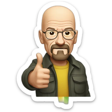 Walter White holding a lgbt flag and giving a thumbs up sticker