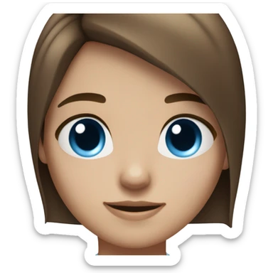 A girl with hair a bit below the shoulders, brown hair not very dark but not light, straight or wavy hair, blue eyes, freckles  sticker