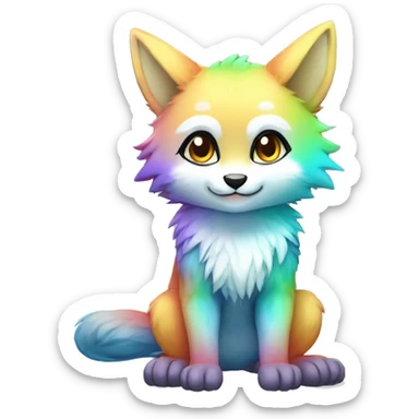 shiny, colorful, gradient, Kemono-style, Chibi, Anthro-Fur-Sona-Fakémon, Full Body sticker