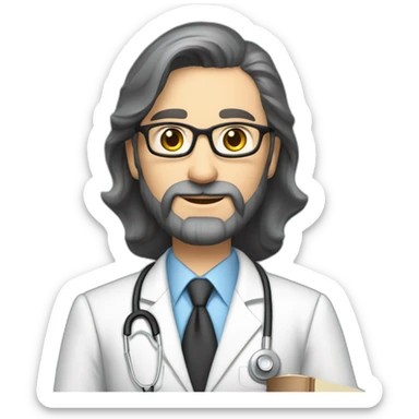 husband classy caucasian dark gray hair trimmed beard wearing business suit holding bible, wife asian age 55 dark hair nurse uniform, no children sticker