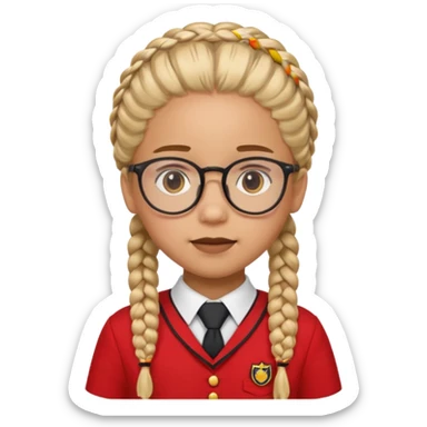 red uniform wearing scout kid with braids and glassess sticker