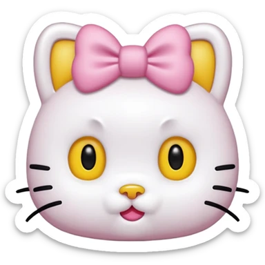 hello kitty, no mouth, yellow nose, black beady eyes, a pink bow on her right ear, it has to look accurate to hello kitty, just her head, no body sticker
