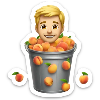 Guy in a bucket of peaches  sticker