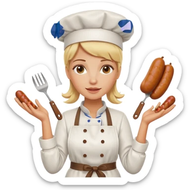 Naked blonde with both hands holding weiner sticker