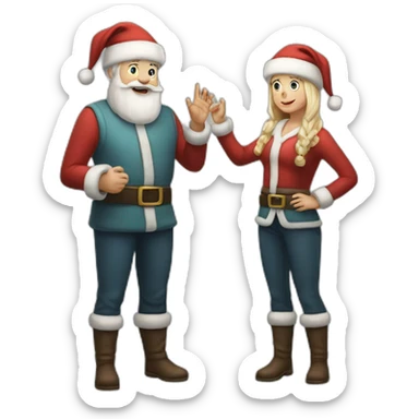 Full height Actively gesturing with hands pale skin Santa Claus sticker