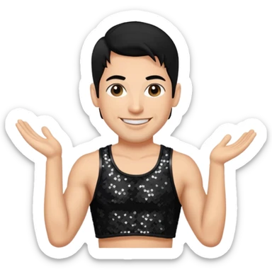 Danny Wood from NKOTB with black hair, black sequin crop top sticker