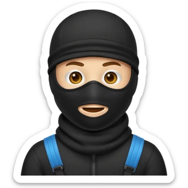 Create an emoji wearing a black ski mask not a creepy big smile though  sticker