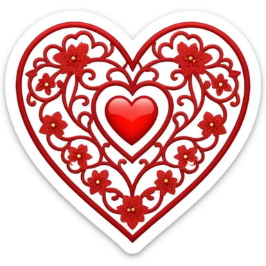 red lace heart sticker