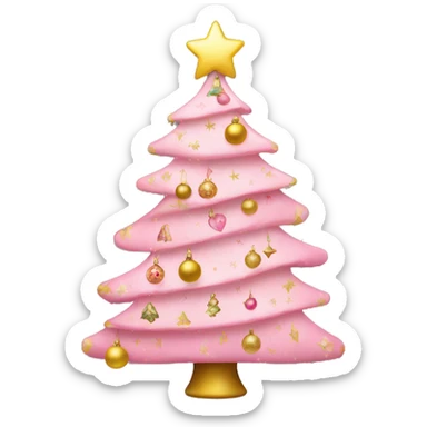 Cute Christmas tree with pink and gold ornaments  sticker