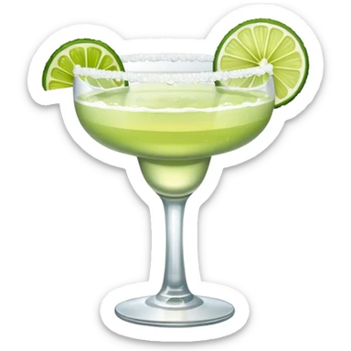 Margarita – glass with salted rim, lime wedge sticker