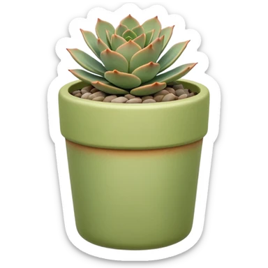 A ceramic pot in pastel caramel color, in the shape of a cylinder, the pot is tall, it has an echeveria ruffle succulent plant sticker