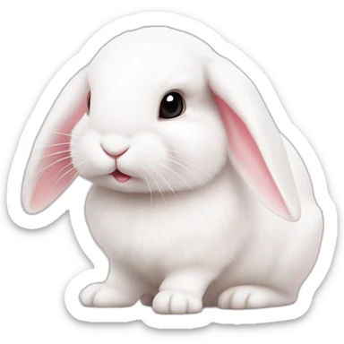 white baby rabbit sticking out its tongue on a pink background sticker