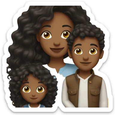 me with my 4-year-old son. I’m a Colombian woman with long wavy black hair and hazel eyes. My son, mixed French, Congolese, and Colombian, has slightly darker skin, curly hair on top, short sides, and black eyes.” sticker