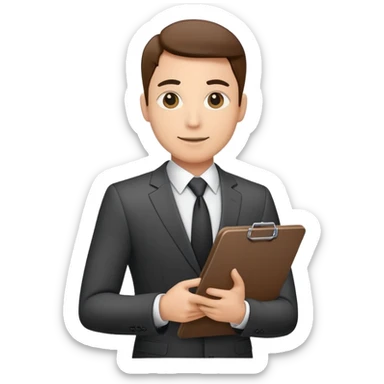 Professional business manager in a suit with a clipboard sticker