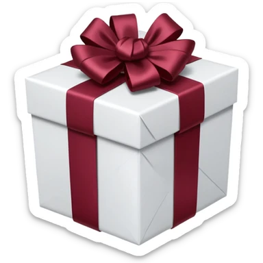 Maroon gift box with white wrapping sticker