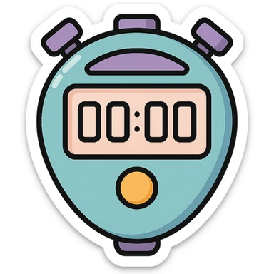 sports stopwatch, icon-color-outlined style, vector look with shadows and highlights, digital display, detailed shading, thin clean outlines, soft rounded features, pastel palette #98B5BC #B5B3C1 #C9A3C9 #E4C0CA #F7DCD1 #F7C0AA, Japanese pop art, sticker look, highly detailed sticker