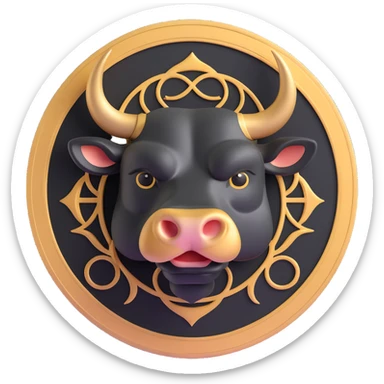 3D circular pattern, black-gold stylized bull motif, Lamborghini style, no brand name sticker