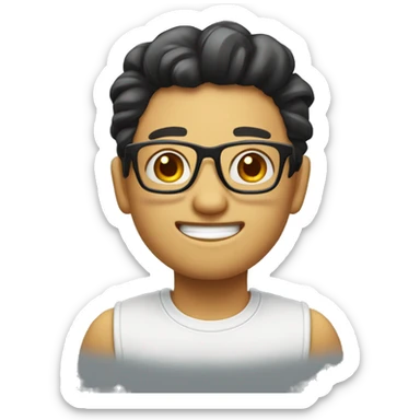 Simple emoji with mongolean face soo cute with glasses on sooo beautiful smiling sticker