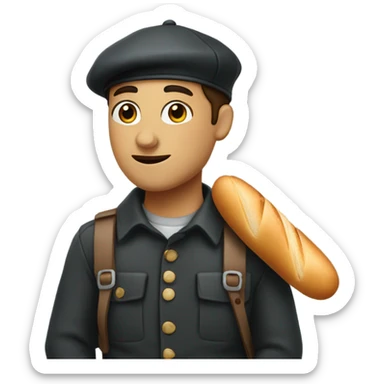 cute french person beret and baguette sticker