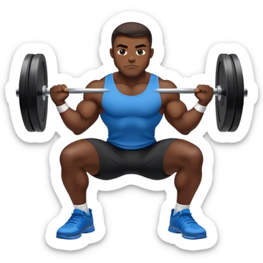 jacked man black clothes blue shoes barbell squats sticker