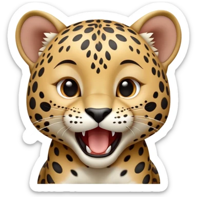 cinematic-realistic-yawning-baby jaguar-portrait-emoji,-head-tilted-slightly-with-a-dramatic,-wide-open-yawn,-showcasing-a-lithe,-graceful-build-with-distinctive-rosette-patterns-and-sleepy,-half-closed-eyes,-simplified-yet-irresistibly-adorable, realistic sticker