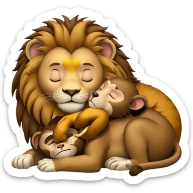 lion and monkey sleeping together and fucking cuddling sticker