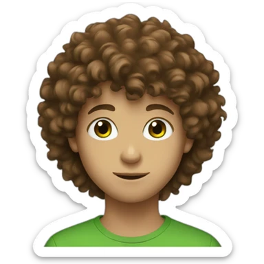 Teenage boy with green eyes and brown fluffy hair sticker