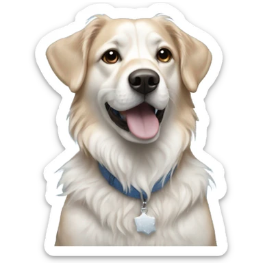 realistic solo dog portrait playing with snowflakes  sticker