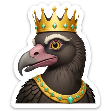 old black vulture wearing crown  sticker