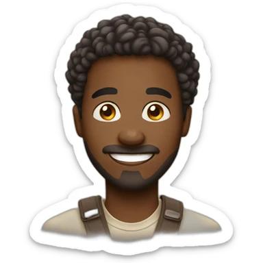 Create an emoji depicting an African man with a joyful and loving expression, showcasing the warmth and affection associated with being in love. sticker