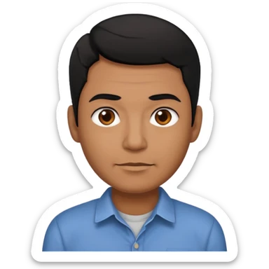 great job, now i would like a middle aged dark brown person with black hair on head in casual shirt sticker